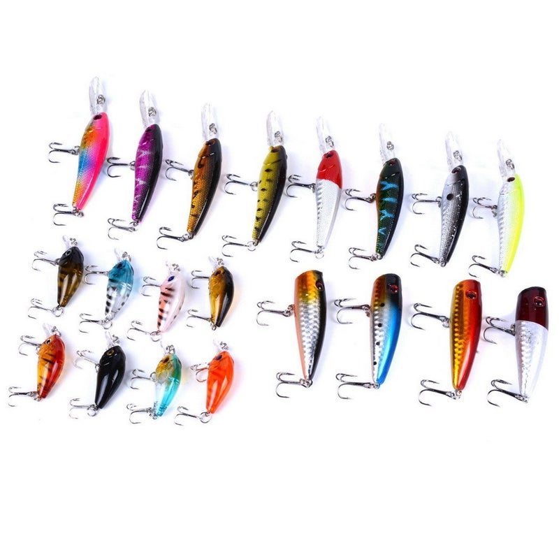 Aorace 20pcs Fishing Lures Kit Mixed Including Minnow Popper Crank Baits with Hooks for Saltwater Freshwater Trout Bass Salmon Fishing - Image 4